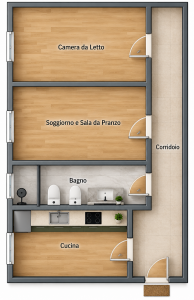Planimetria realistica di appartamento moderno